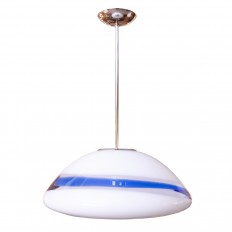 Ovoid ceiling fixture with blue swirl design